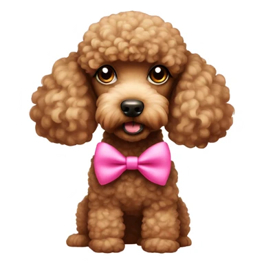bbrown poodle with a pink bow sticker