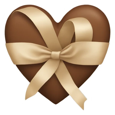 brown heart with beige ribbon sticker