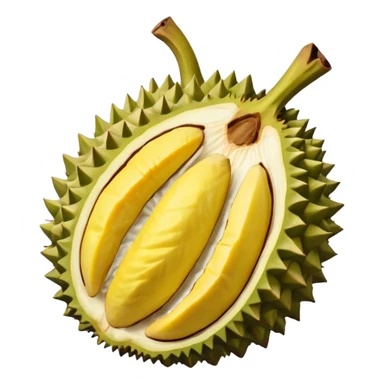 Emoji durian yg terbuka seperempat dan telihat isinya  sticker