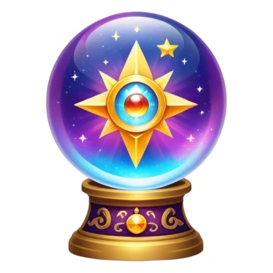 A vibrant, mystical icon symbolizing fortune telling and esotericism. Include elements like a crystal ball, tarot cards, stars, and mystical symbols with a glowing, ethereal feel. The design should be colorful, eye-catching, and evoke a sense of magic and mystery. sticker