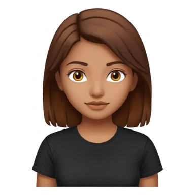 a pretty fair indian bratz girl with brown hair. with a black tshirt sticker