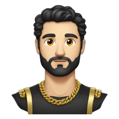 Russian strong man aged 25 wearing gold chain with black hair and short beard sticker