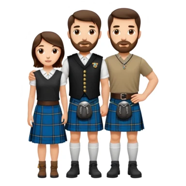 scottish man with stubble in kilt with brunette wife sticker
