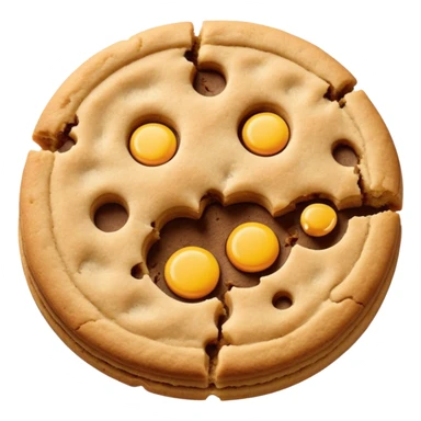 Two plain cookies, one bitten sticker