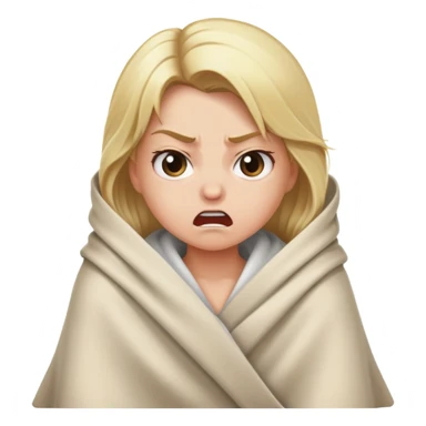Girl wrapped in blanket angry blonde hair sticker