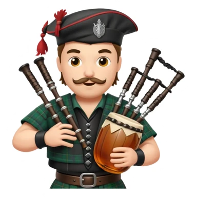 Warrior playing bagpipes chugging whiskey  sticker