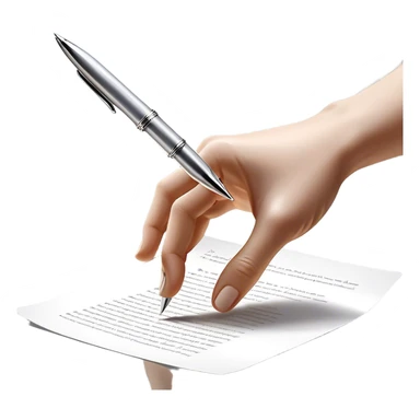 A glowing, slightly transparent hand—representing the future self—emerges from a piece of paper, offering a pen to the present self. The present self’s hand, solid and real, reaches out to take it, symbolizing the moment of choosing action over procrastination, guided by the future self’s wisdom. sticker