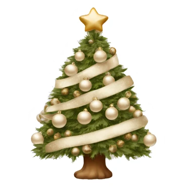 flocked christmas tree with beige and white ornaments and leopard print ribbon  sticker