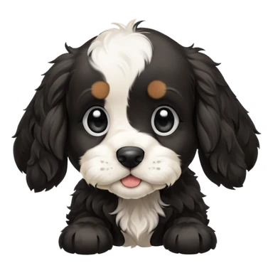 black and white Russian Cocker Spaniel puppy with a playful expression sticker