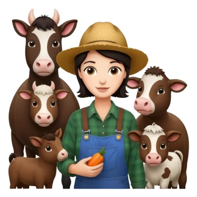 GRANJERO PIEL CLARA Y PELO OSCURO CON ANIMALES A SU ALREDEDOR sticker