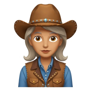 old cowgirl with vest sticker