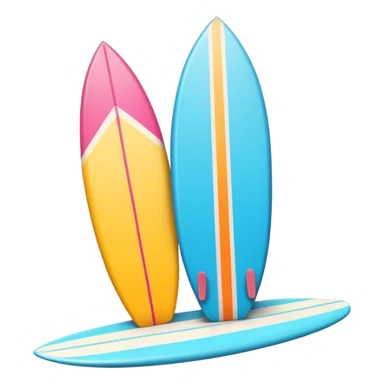 surfboard icon, tropical surfboard, glossy texture, bright colors, cute mobile game icon style, 3D cartoon, soft shadows, clean background, no text, no watermark sticker