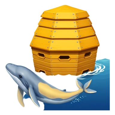 A bee hive chasing a whale in ovean sticker
