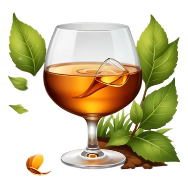 glass of cognac in a garden sticker