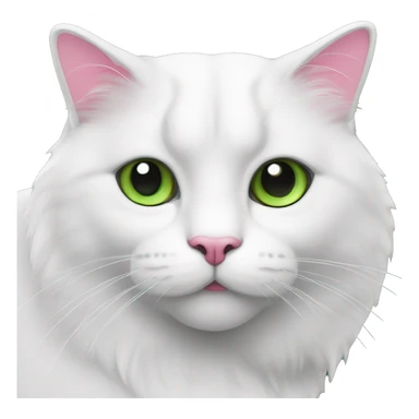 Un gros chat blanc avec de gros yeux verts le nez rose et les oreilles roses sticker
