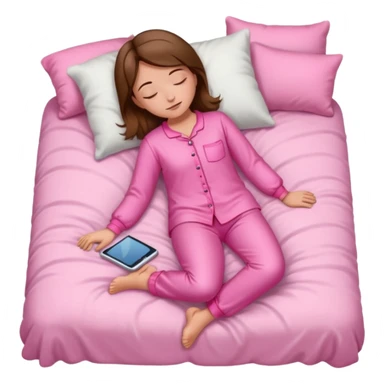 Menina de cabelos castanhos de corpo inteiro, pijama rosa, dormindo sticker
