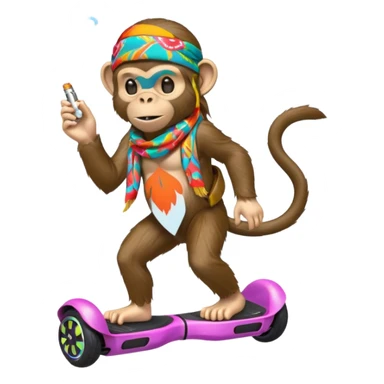 Hippie monkey smoking a cigarette on a hoverboard  sticker