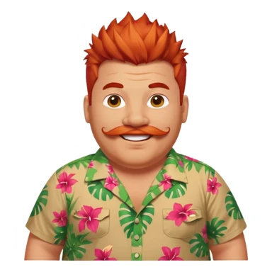 fat spiky haired happy man, red haired and mustache sticker