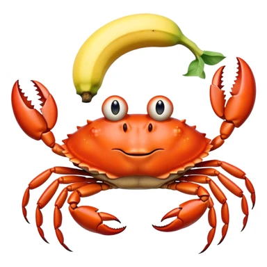 A crab holding a banana over its head sticker