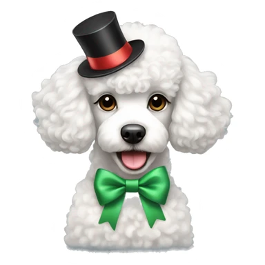 cute white poodle with a New Year's bow sticker