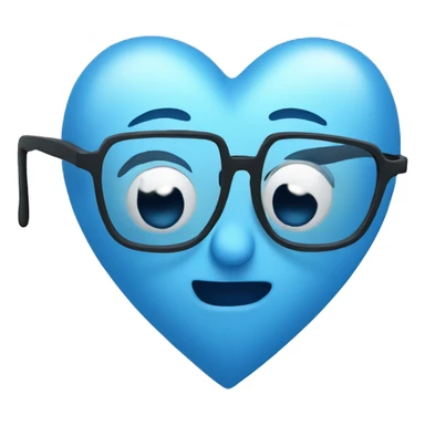 blue heart wearing glasses  sticker
