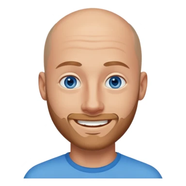 homme yeux bleus presque chauve et une barbe courte moins de chevaux et sourir sticker