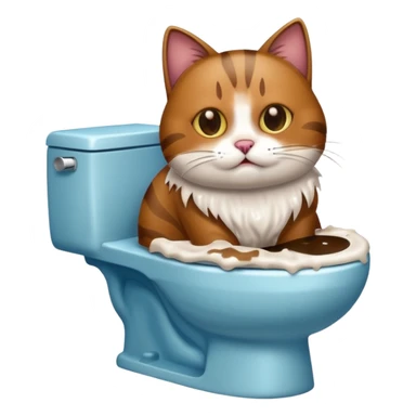 Poop cat in the toilet sticker