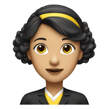 Black yellow flight attendant uniform Asian  sticker