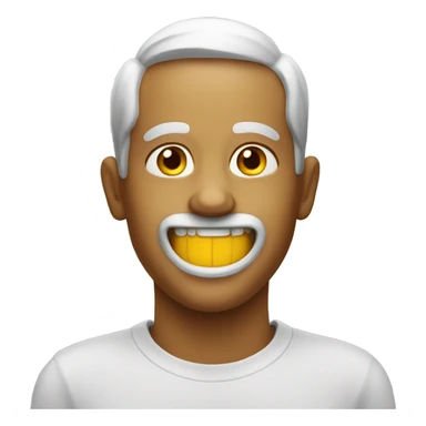 Smiling emoji with yellow bone in mouth  sticker