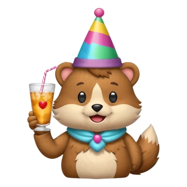 a plushie partying sticker