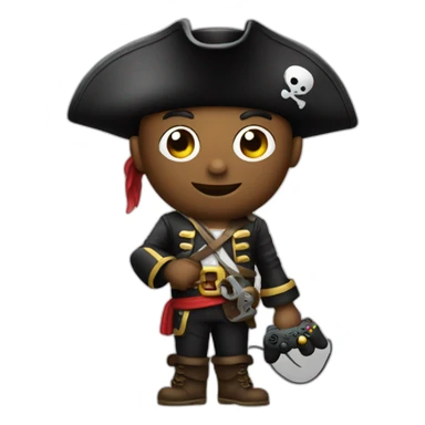 A pirate with a video game controller sticker