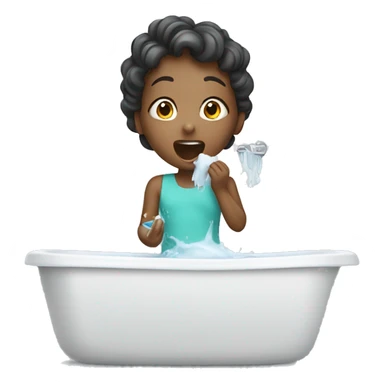 Girl washing her teeth sticker