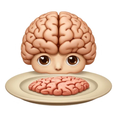 Brain on a plate next to head  sticker