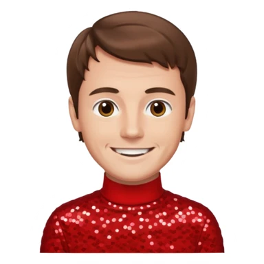 Murray Cook from The Wiggles with brown hair, red sequin skivvy shirt, fair skin sticker