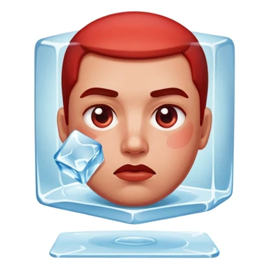 Face with one swollen red cheek with a square ice cube applied to it sticker