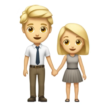 A blonde girl with short hair holding hands with a handsome tall blonde boy sticker