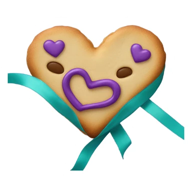 Cookie heart with purple teal awareness ribbon sticker