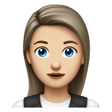 Slavic woman with blue eyes, eyes look up, fair skin, straight gradient medium length hair, eyes makeup, dressed in white T-shirt and office black jacket, one side of hair is tucked behind the ear. sticker