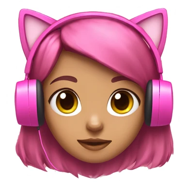 Girl with pink gaming headset that has cat ears  sticker