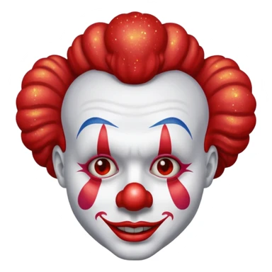 red glitter clown with the neutre facial expression sticker