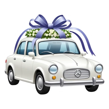 luxury car with wedding decorations, horizontal sticker