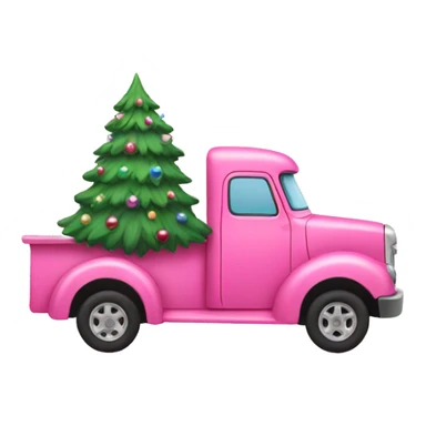 Pink truck with Christmas tree sticker