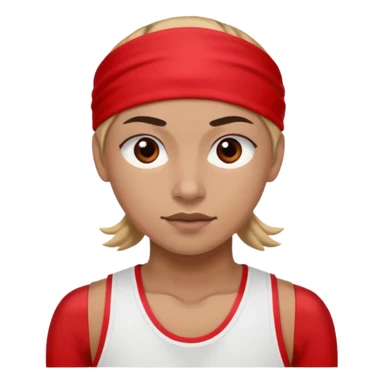 athlete with red headband sticker