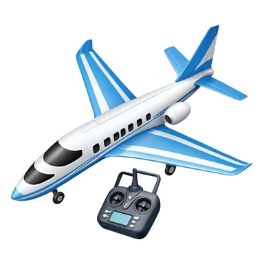 An icon featuring a remote-controlled model airplane soaring through the sky, with a detailed transmitter in the foreground. The sky is clear with motion lines showing flight. Transparent background emphasizes the precision, creativity, and joy of aeromodelling as a sport. sticker