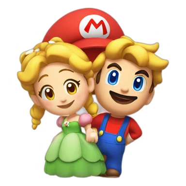 Mario and peach children sticker