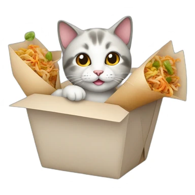 Cat Chinese takeout  sticker
