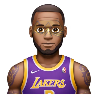 Lebron James as a half robot/cyborg AI but still keep lakers and make him look friendly sticker