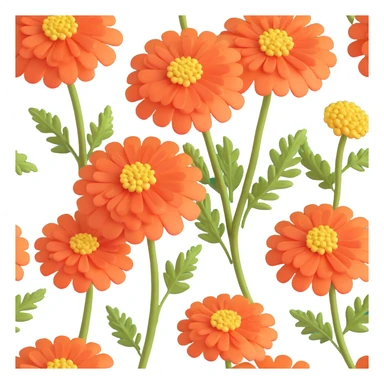 Enhance the 3D iOS cartoon style yarrow flower to be even more voluminous and dimensional, with exaggerated rounded forms and extra depth. Maintain the playful, natural look without any faces or smiles. sticker