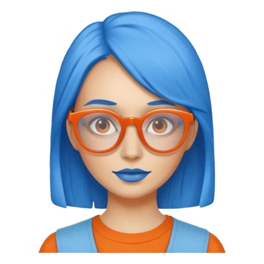 blue skinned orange glassed woman sticker