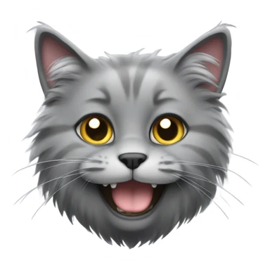 gray fluffy cat with only 1 tooth sticker